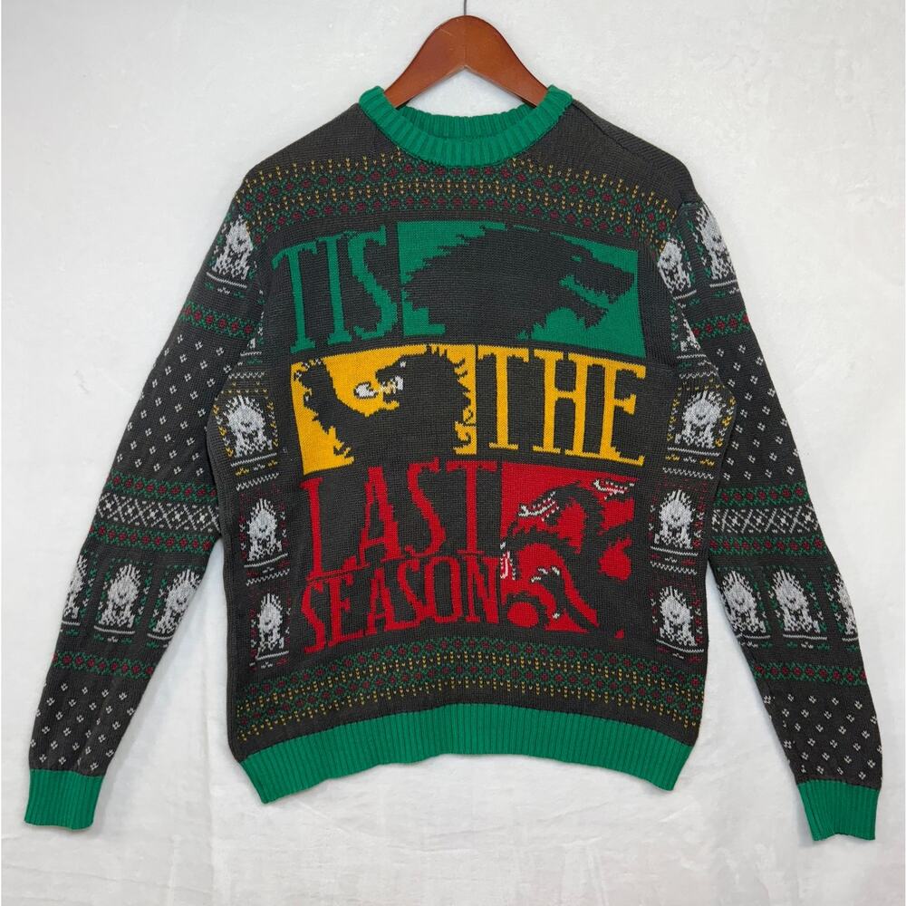 HBO Game of Thrones M Tis The Last Season Fall Sweater Christmas Holiday Knitted